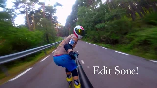 Longboard and Inline Skaters Bombing perfect hill