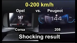 ACCELERATION BATTLE 200 km/h | Peugeot 208 1.2 PureTech 130 vs. Opel Corsa 1.2 Turbo 130 PS