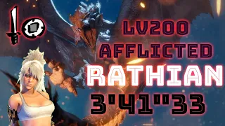 【MH:Rise Sunbreak】Afflicted Lvl.200 Rathian 3'41"33 SnS solo | 傀異討究Lv200 リオレイア 片手剣ソロ