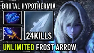 Unlimited Frost Arrow 100% Full Aghanim Effect Brutal Raining Hypothermia Drow Ranger Dota 2