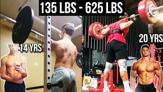 135 LBS - 625 LBS SQUAT TRANSFORMATION | 14-20 YEARS OLD