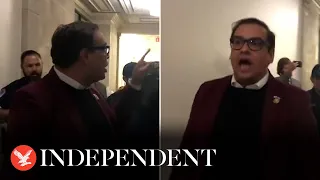 George Santos shouts 'human scum' at protester in Capitol