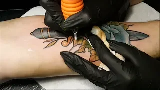 Neo traditional dagger - real time tattoo