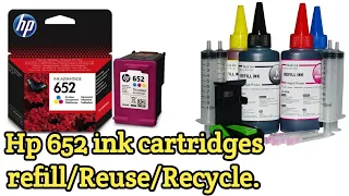 Hp 652 ink cartridge refill/reuse/recycle.HP DeskJet1115/2135.3635.3835.4535.4675 printer ink refill