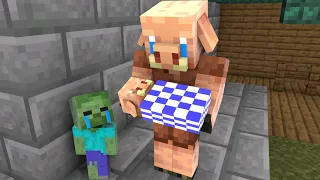 Monster School : Baby Zombie and Baby Piglin - Minecraft Animation