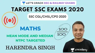 Mean Mode and Median | NTPC Targeted | SSC CGL/CHSL | SSC Exams 2020/2021/2022 | Harendra Singh