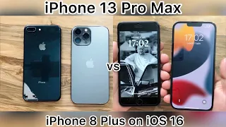 iPhone 13 Pro Max vs iPhone 8 Plus iOS 16