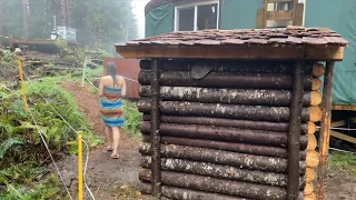 HOT WATER SHOWER from FOREST LOGS & TREES _ Outdoor Shower