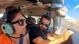 Husband Wife in Cockpit Flying Together to Las Vegas USA