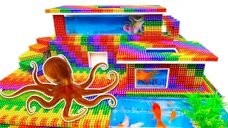 DIY - Build Amazing Modern Mansion Swimming Pool For Octopus From Magnetic Balls (Satisfying)