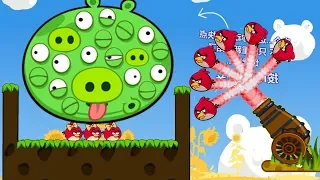 Angry Birds Cannon 3 - RESCUE GIRLFRIEND BY KICK OUT GIANT 100 EYES PIGS!