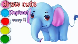 How To draw a Cartoon Elephant /How to draw a cute Elephant 🐘from 9 dots