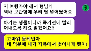 [모음집] 생후 6개월 된 아기를 우리집 택배 보관함에 방치하고 불륜여행을 간 올케,쓰레기 내 남편을 수거해 가줘서 고맙다?