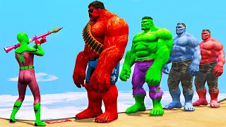 GTA 5 Water Ragdolls Red Spiderman VS Red Hulk VS Green Hulk VS Blue Hulk (Euphoria Physics & Fails)
