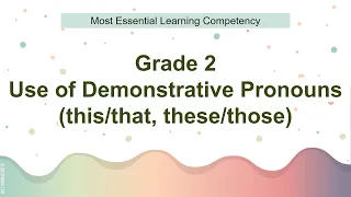 Grade 2 || Quarter 4 Week 4 || Demonstrative Pronouns || MELC-Based || English