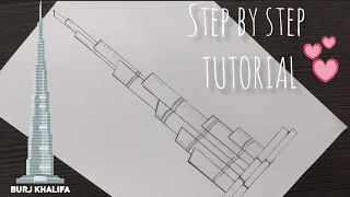 Burj Khalifa Drawing Easy/How to draw Burj Khalifa Tower,Dubai/Tallest Building drawing Burj khalifa