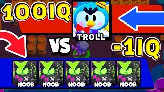 TROLL 100 IQ vs NOOB -1 IQ !!! Funny Moments Brawl Stars # 25