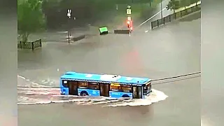 Потоп в Москве 2021, гроза, ливень, ураган. Всё за 3 минуты!
