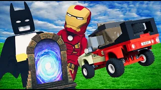 Lego Cars vs Portal Trap To Another Universe From Batman & Iron-Man | BeamNG Drive | BimTestCrash