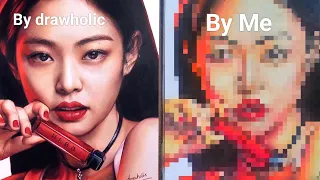 Drawholic vs Me. competition. Drawing Blackpink Jennie @drawholic#drawing #blackpinkjennie #blink