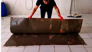 Flood damaged dirty carpet cleaning satisfying rug cleaning ASMR