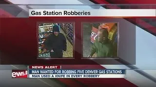 Armed robber with knife sought in Denver gas station robberies