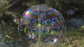 Morpho butterflies in a frozen soap bubble(stream)