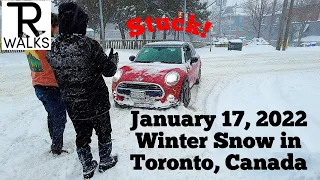 Winter snow storm in Toronto Canada. 4k video walk.