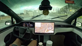 Testing #2 Tesla FSD beta v12.3 - Well executed in the rain.