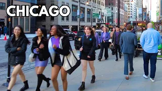 CHICAGO (USA) Walking Tour - DOWNTOWN CHICAGO on Friday | April 19, 2024 | 4k Video City Sounds