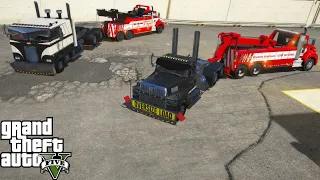 GTA 5 Real Life Mod #253 Towing A Peterbilt 352 Cabover & Ford 9000 Semi For My New Trucking Company