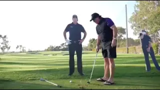 Phil Mickelson hits insane flop shot over himself