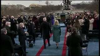 Joe Biden arrives at his inauguration and greets former President Barack Obama