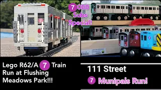 LegoMTA/Munipals 7K Subscriber Special! - Lego R62/A 7 train run + Munipals 7 Train Action at 111 St