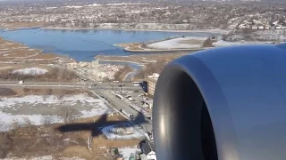Scenic landing of Boeing 777-300ER at New York City's JFK Airport