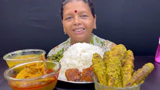 BIGBITES,EATING RICE WITH FESHA FISH KALIA,BATA SORSHE,TOK DAL,VENDI VAJA।।