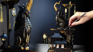 Handcrafted Diorama of Mythical Creatures and Architecture