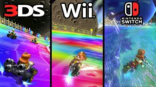 3DS Rainbow Road - Mario Kart 7 (3DS) vs. Mario Kart Wii vs. Mario Kart 8 Deluxe (Switch)