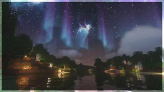 🌌 Minecraft Starry Night Lake Ambience w/ C418 Music Box | 8 Hours