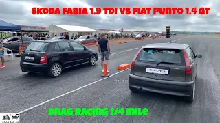 Skoda Fabia 1.9 TDI vs Fiat Punto 1.4 GT drag racing 1/4 mile 🚦🚗 - 4K UHD