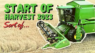 HARVEST 2023 IS HERE...KIND OF!  | John Deere 1450 WTS Combine Harvester starts Winter Barley