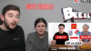 British Couple Reacts to US vs UK Fast Food Prices | Food Wars | Insider Food