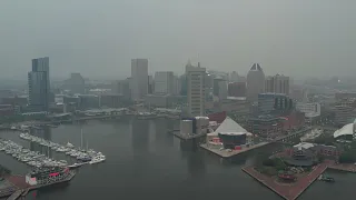 Baltimore Bay June 2023 Haze Drone shot