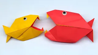 Easy Origami Talking Fish | How to make paper 3D fish | Moving Paper Toys