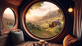 Cozy Morning in a Hobbit Valley | Relaxing Spring Ambience | Birds Singing Sounds | Brown noise
