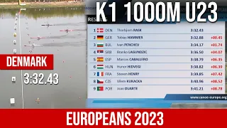 K1 U23 MEN 1000M FINAL A  Europeans 2023 | DENMARK CHAMPION | WAYKVlogs 🤠