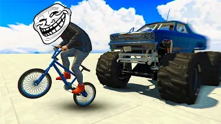 GTA V Online: BMX vs MONSTER TRUCK - fui TROLLADO 100x