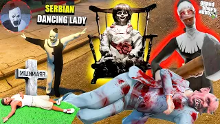 Franklin Search EVIL NUN To Fight ANNABELLE and SERBIAN DANCING LADY or RED DEVIL BOSS GTA 5 (HINDI)