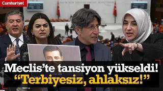 DEM Partili vekil Selahattin Demirtaş'ın fotoğrafıyla kürsüye çıktı, Meclis'te tansiyon yükseldi!