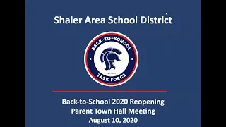 Elementary School Parent Town Hall Meeting — August 10, 2020